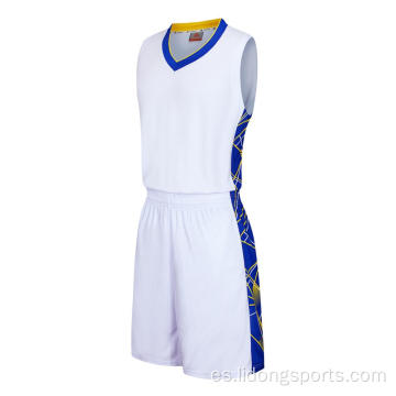 Uniforme de baloncesto de moda en blanco en blanco al por mayor